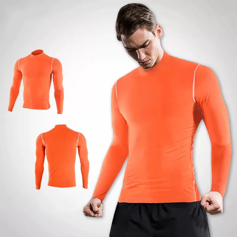 Men Turtleneck Running Long T Shirt Fitness