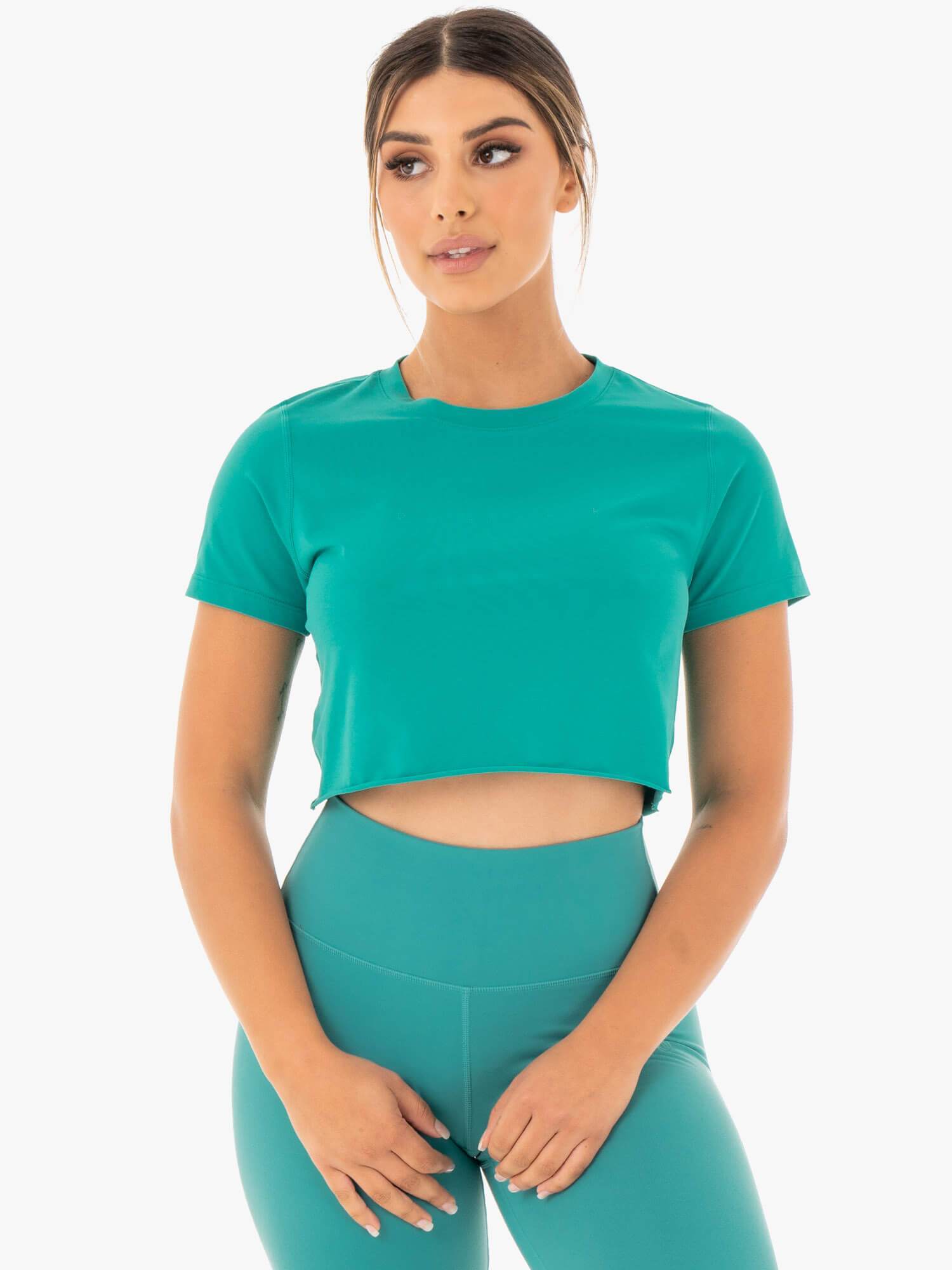 Motion Cropped T-Shirt - Teal